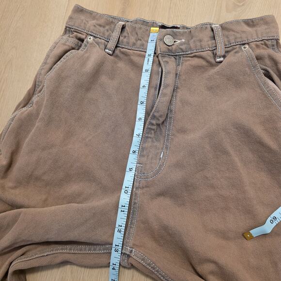 BDG Tan High Rise Extreme Baggy Cropped Raw Hem Streetwear Jeans Size 26 - Picture 3 of 9